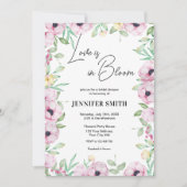 Roze bloemige Love is in Bloom Bruiloft Feest Kaart (Voorkant)