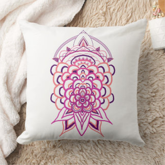 Roze Bloemige Mandala Vierkante Worp Kussen | Aest