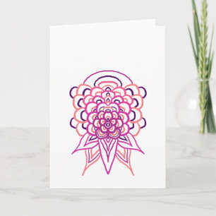 Roze bloemige Mandala wenskaart Aesthetische Boh Kaart