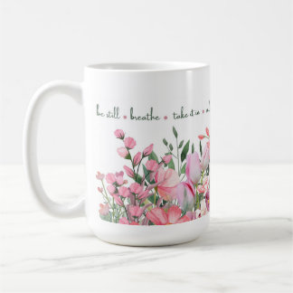 Roze bloemige 'Mindful Blooms' Mok