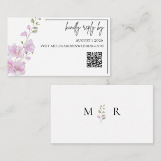 Roze Bloemige Minimalistische Huwelijks RSVP Bijla Informatiekaartje