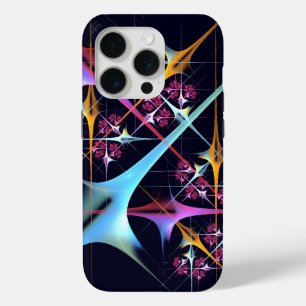Roze bloemige moderne abstracte kunstkleurpatroon iPhone 15 pro case