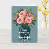 Roze Bloemige Moeder Liefde Kaart (Gele Bloem)