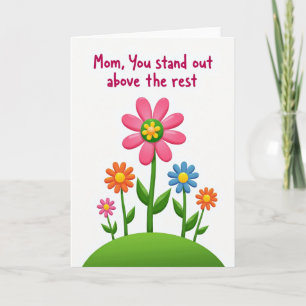 Roze bloemige moeder standout kaart
