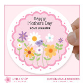 Roze Bloemige Moederdag Ronde Sticker