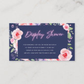 Roze bloemige & neon bruidsdouchexpositie douche informatiekaartje (Voorkant)