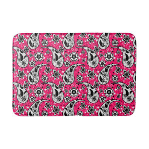 Roze bloemige paisley-patroonontwerp badmat