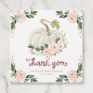 Roze Bloemige Pompoen Herfst Baby Borrel Tante Bed Bedankjes Labels