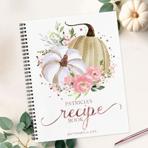 Roze Bloemige Pompoen Herfst Bruidsdiner Receptenb Notitieboek