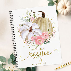 Roze Bloemige Pompoen Herfst Bruidsdouche Recepten Notitieboek