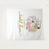 Roze Bloemige Pompoen Herfst Bruidsfeest Achtergro Wandkleed (Voorkant (horizontaal))