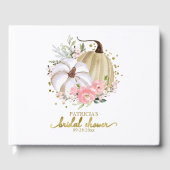 Roze Bloemige Pompoen Herfst Bruiloft Gastboek Gastenboek (Voorkant)