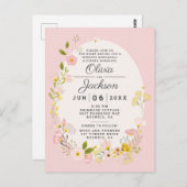 Roze bloemige postkaart proefdinersuitnodiging (Voorkant / Achterkant)