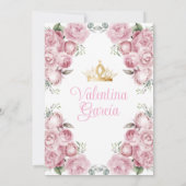 Roze bloemige Quinceañera 15 Anos Bloemen Gouden K Kaart (Achterkant)
