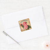roze bloemige rozen elegante sticker (Envelop)