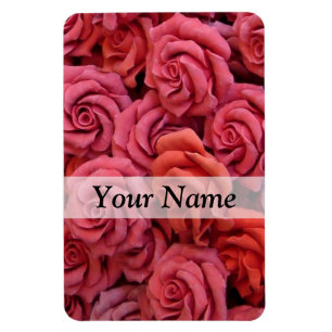 Roze bloemige rozen magneet