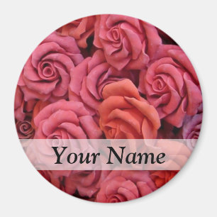 Roze bloemige rozen magneet