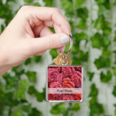 Roze bloemige rozen sleutelhanger (Hand)