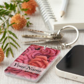 Roze bloemige rozen sleutelhanger (Voorkant Rechts)