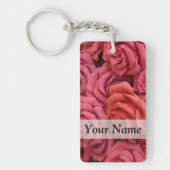 Roze bloemige rozen sleutelhanger (Voorkant)