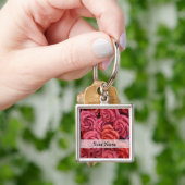 Roze bloemige rozen sleutelhanger (Hand)