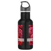 Roze bloemige rozen waterfles  (Achterkant)