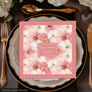 Roze Bloemige Servetten Elegant Trouwcadeau