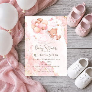 Roze bloemige Spaanse babyshower uitnodiging voor