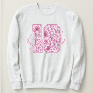 Roze Bloemige Sweet 16 Elegante 16e Cadeau voor Me Trui