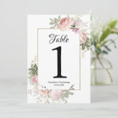 Roze Bloemige Tafel Nummers Kaart (Staand voorkant)