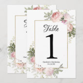 Roze Bloemige Tafel Nummers Kaart (Voorkant / Achterkant)