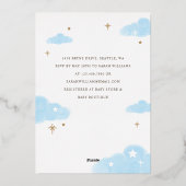 Roze bloemige thema ballon teddybeer babyshower folie uitnodiging (Achterkant)