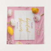 Roze Bloemige Thema Bruidsdouche Wandkleed (Voorkant (horizontaal))