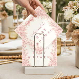 Roze Bloemige Toile Baby Shower Servet