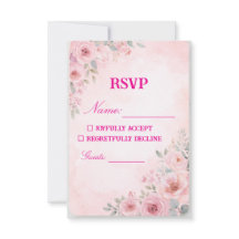 "Roze Bloemige Trouw RSVP Kaart Reactiekaart