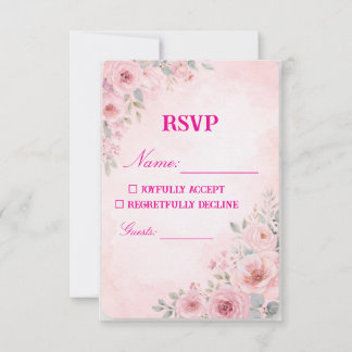"Roze Bloemige Trouw RSVP Kaart Reactiekaart