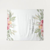 Roze Bloemige Trouwachtergrond | Fotocabine Prop Wandkleed (Voorkant (horizontaal))