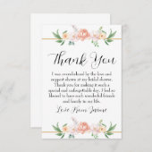 roze bloemige trouwfeest bedankkaartjes bedankkaart (Voorkant / Achterkant)