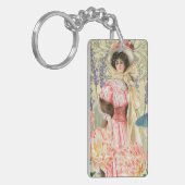 Roze Bloemige Victoriaanse Vrouw Regency Sleutelhanger (Voorkant Links)