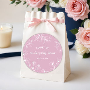 Roze Bloemige Vintage Baby Shower Ronde Sticker