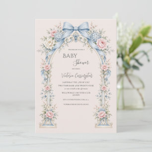 Roze bloemige vintage prieel elegante baby shower kaart