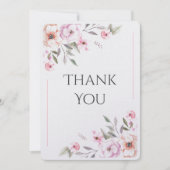Roze Bloemige Watercolor Moderne Bedankkaart (Voorkant)
