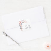 Roze Bloemige Waterverf Bruidsdouche Bedanktkaart Vierkante Sticker (Envelop)