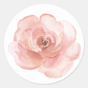 Roze Bloemige Waterverf Elegant Mooi Ronde Sticker