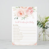 Roze Bloemige Wensen voor Baby Shower Spel (Staand voorkant)
