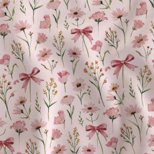Roze bloemige wilde bloem linten stof