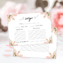 Roze Bloemige Zomer Bruiloft Recept Kaart