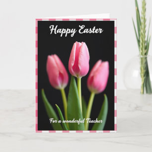 Roze bloemkaart met bedankje kaart