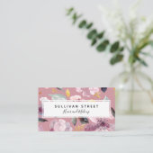 Roze bloemkalligrafie visitekaartje (Staand voorkant)