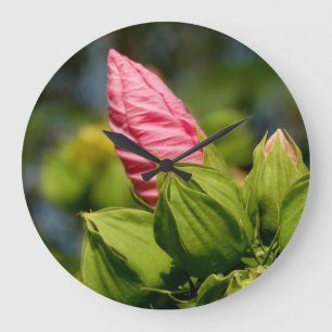 Roze Bloemknop Foto Ronde (grote) wandklok Grote Klok